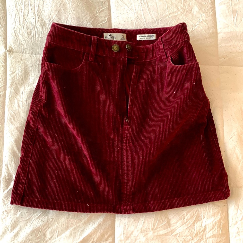 corduroy burgundy mini skirt